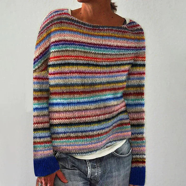 Stylischer gestreifter Pullover mit langen Ärmeln
