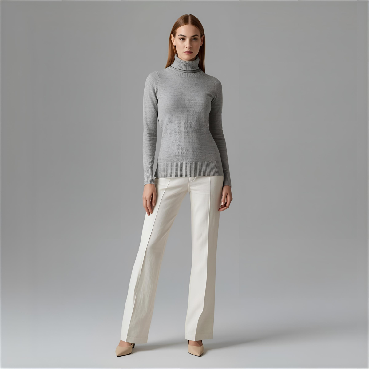 ALVIONA | Kaschmirrollkragen in Perlgrau