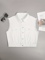 Johanna - Ärmellose Denimjacke mit praktischen Klappentaschen