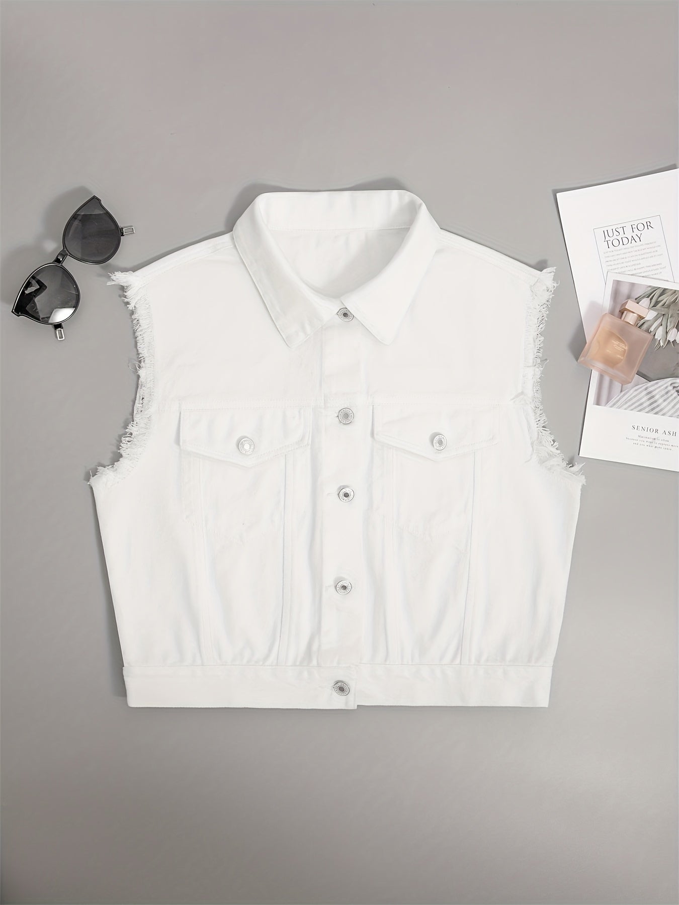 Johanna - Ärmellose Denimjacke mit praktischen Klappentaschen