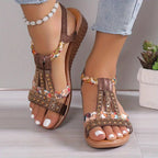 Boho-Chic Geflochtene Keil-Sandalen