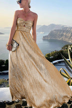 Schulterfreies Damen-Maxikleid