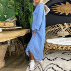 Unifarbenes Denim-Kleid für Frauen