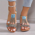 Boho-Chic Geflochtene Keil-Sandalen