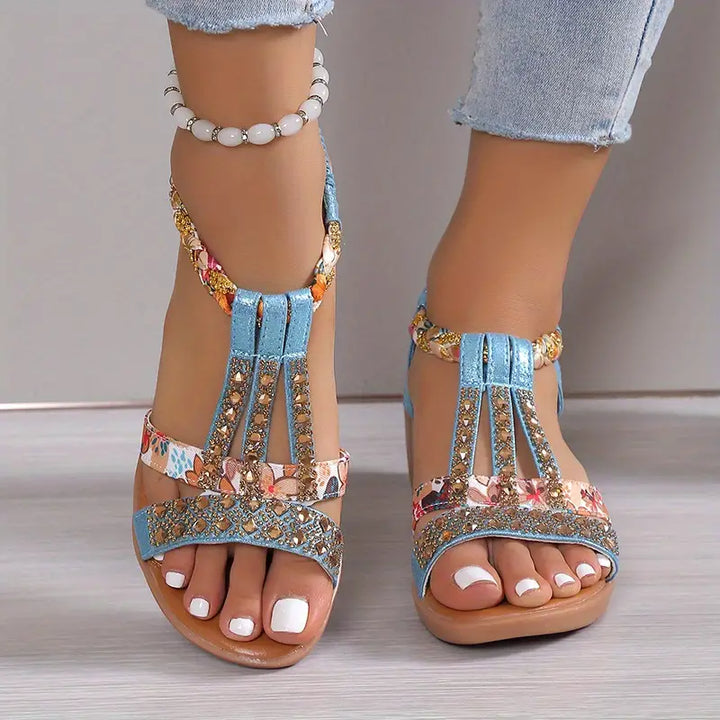 Boho-Chic Geflochtene Keil-Sandalen