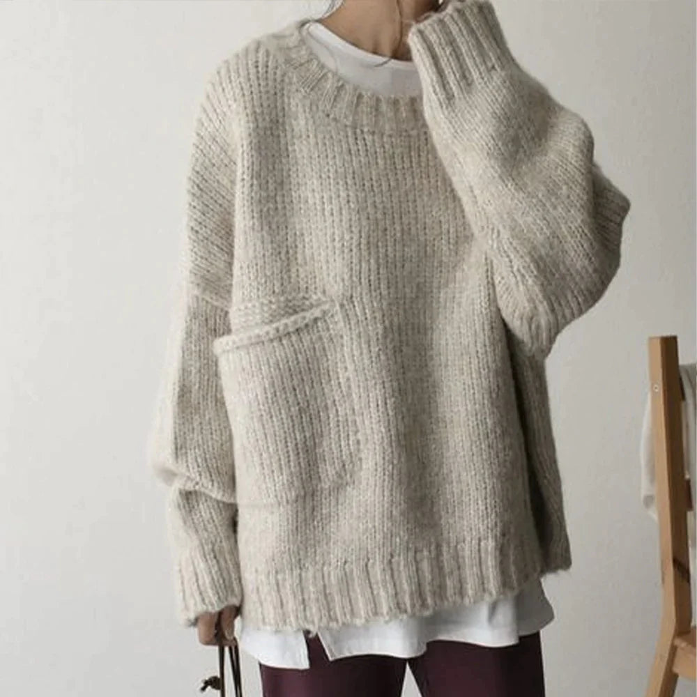 Bequemer Oversized-Pullover mit nützlicher Tasche