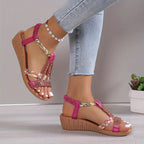 Boho-Chic Geflochtene Keil-Sandalen