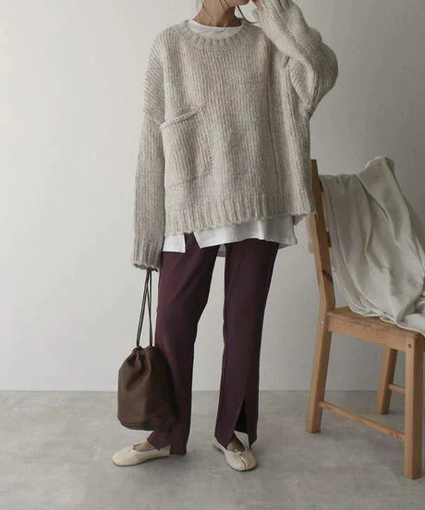 Bequemer Oversized-Pullover mit nützlicher Tasche