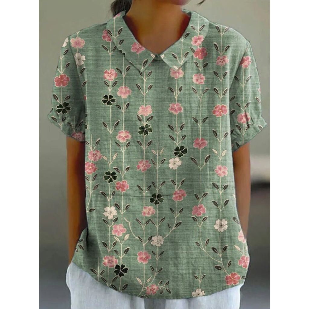 Landhausstil Blumenmuster Baumwollbluse