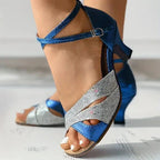 Glänzende Damen High-Heel Sandalen