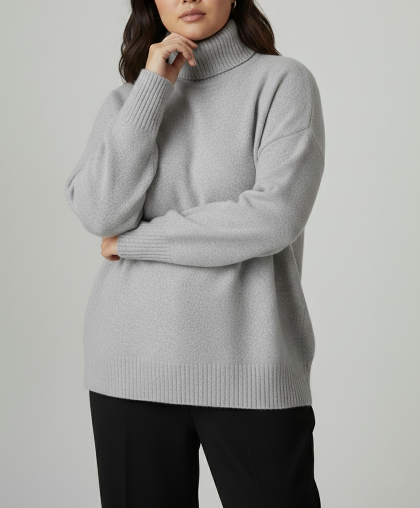 Vayna - Damen Plus Size Rollkragen-Strickpullover