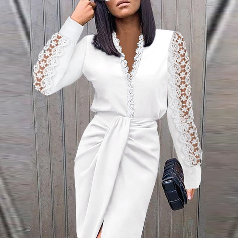 Elegantes Langarm-Cocktailkleid für Damen | Glamouröses Abendoutfit