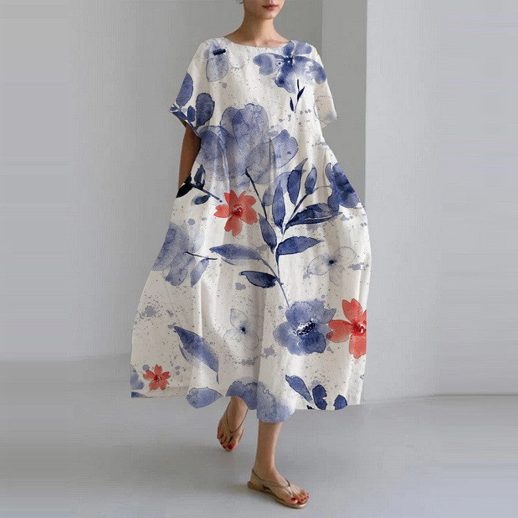 Lebhaftes Blumenmuster Kleid