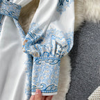 Tailliertes A-Linien-Kleid mit Blumenmuster