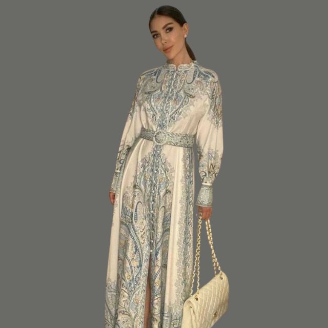 Tailliertes A-Linien-Kleid mit Blumenmuster