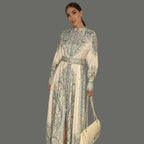 Tailliertes A-Linien-Kleid mit Blumenmuster