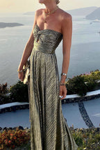 Schulterfreies Damen-Maxikleid