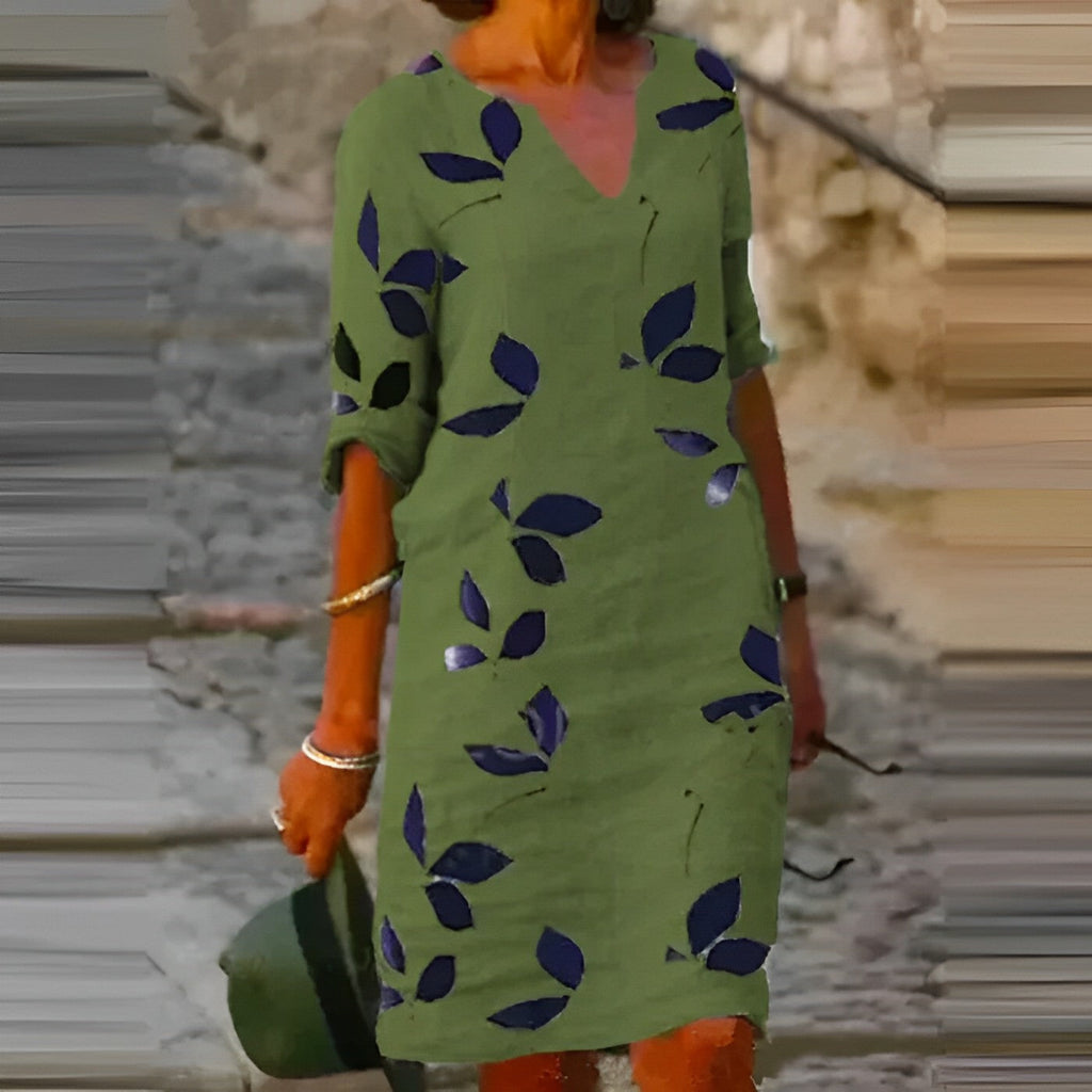 Elegantes Sommerkleid für Damen mit floralem Blattmuster