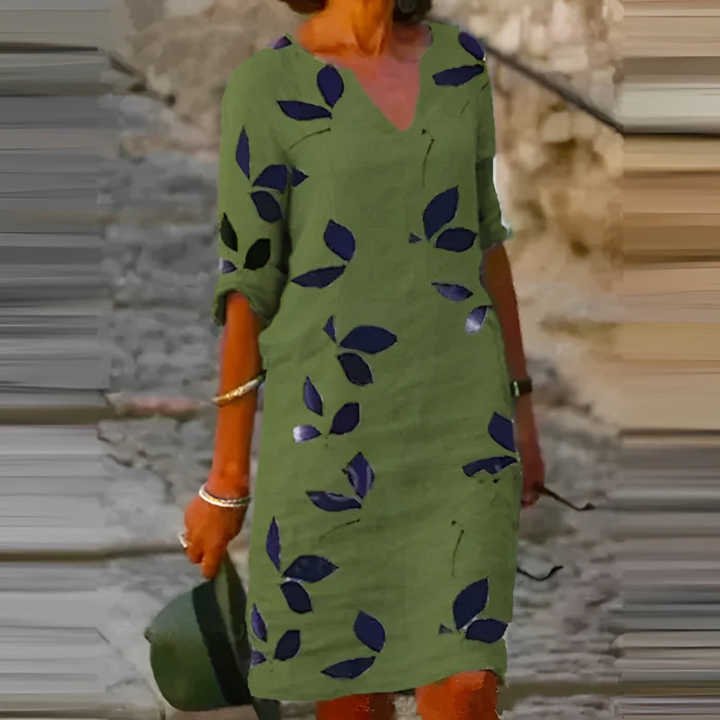 Elegantes Sommerkleid für Damen mit floralem Blattmuster